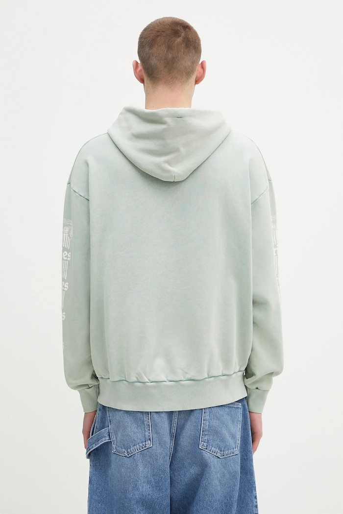 Памучен суичър Aries Aged Ancient Column Hoodie AR2003503 тюркоазен