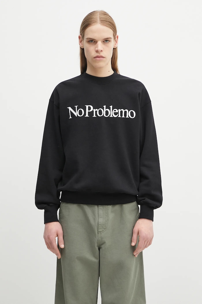 No Problemo pamut melegítőfelső No Problemo Sweatshirt pamut fekete NP2000203