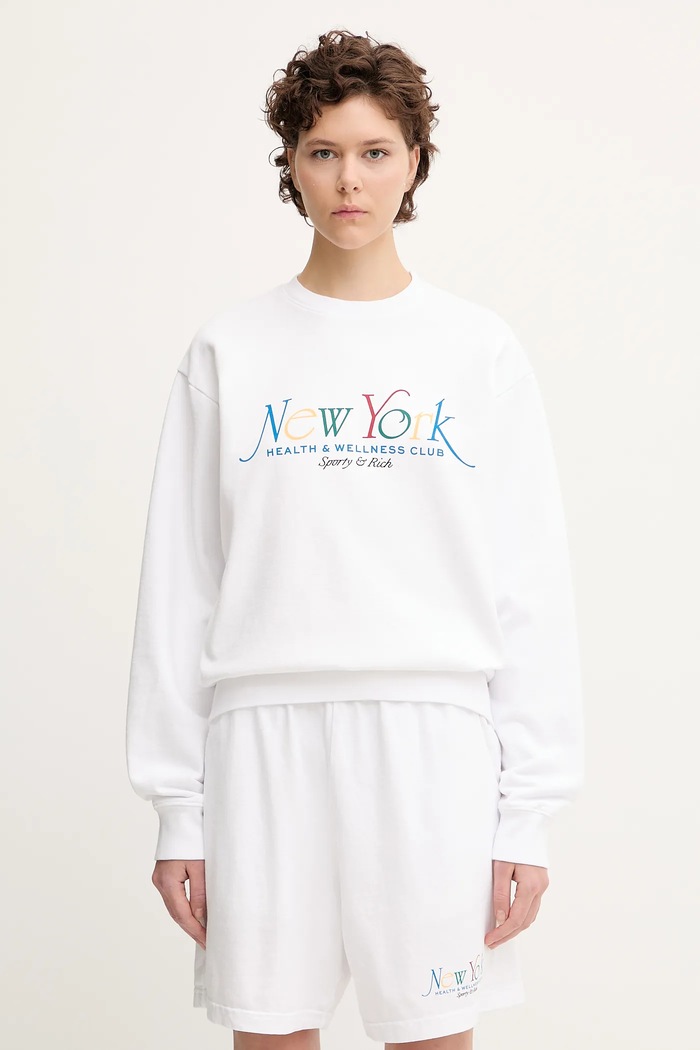 Bavlněná mikina Sporty & Rich Ny 94 ST071622034WH57 bílá SS25