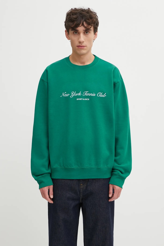 Sporty & Rich hanorac de bumbac Ny Tennis Club print verde ST071621402GR03