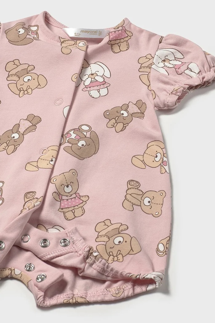 Момиче Бебешки памучен къс гащеризон Mayoral Newborn 1754.2G.Newborn.PPYH розов