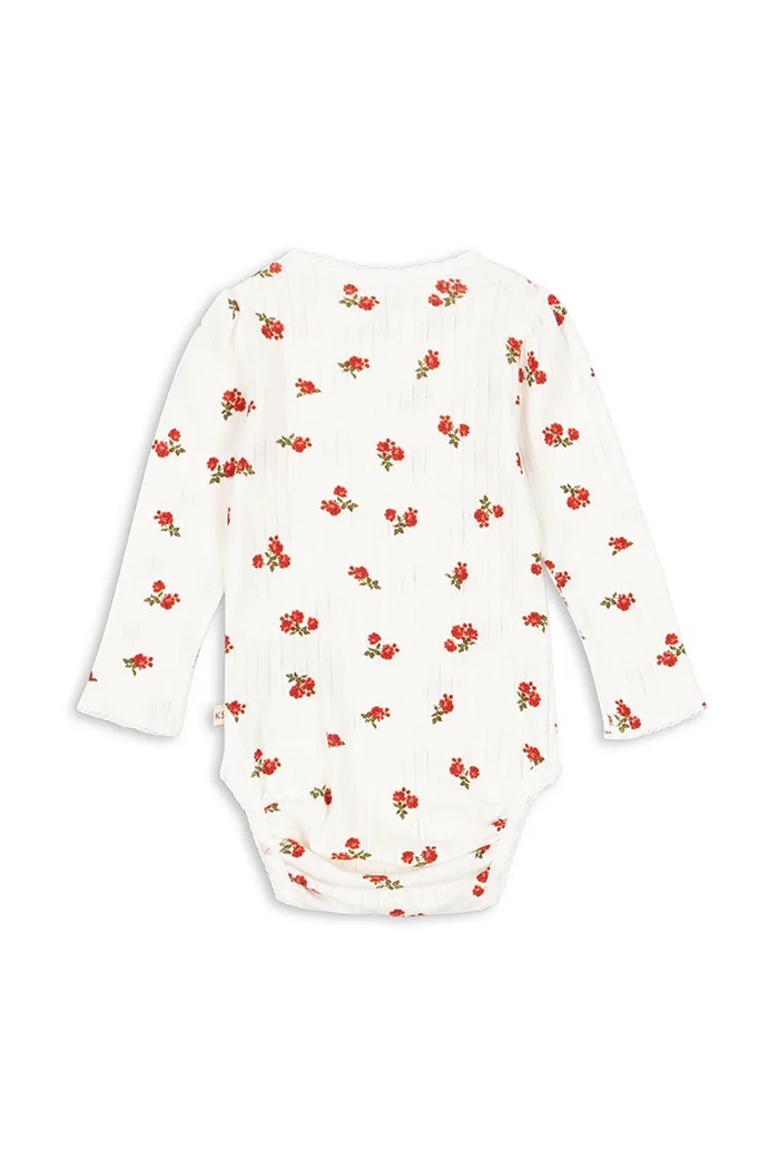 Konges Sløjd body din bumbac pentru bebeluși MINNIE BODY GOTS KS102585 bej SS25