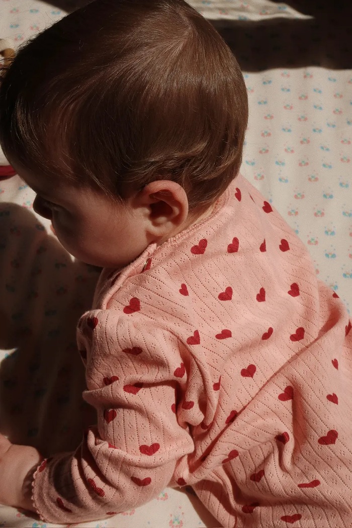 Bavlněné dětské polodupačky Konges Sløjd MINNIE ONESIE GOTS Kojenecký výrobek růžová KS102586