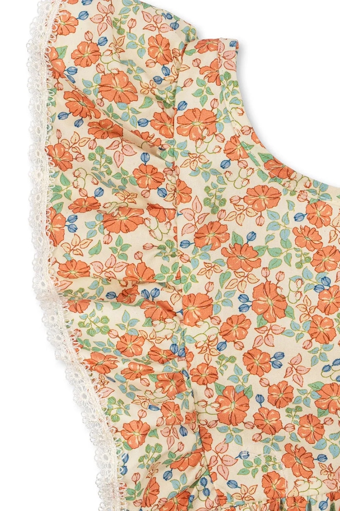 Konges Sløjd body bawełniane niemowlęce VERBENA ROMPER GOTS pomarańczowy KS102299