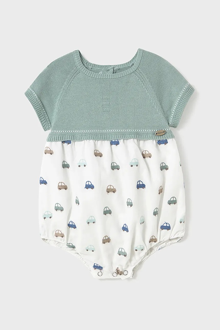 Mayoral Newborn rampers bawełniany niemowlęcy turkusowy 1604.1E.Newborn.PPYH