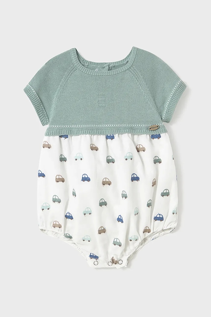 Mayoral Newborn rampers bawełniany niemowlęcy turkusowy 1604.1E.Newborn.PPYH