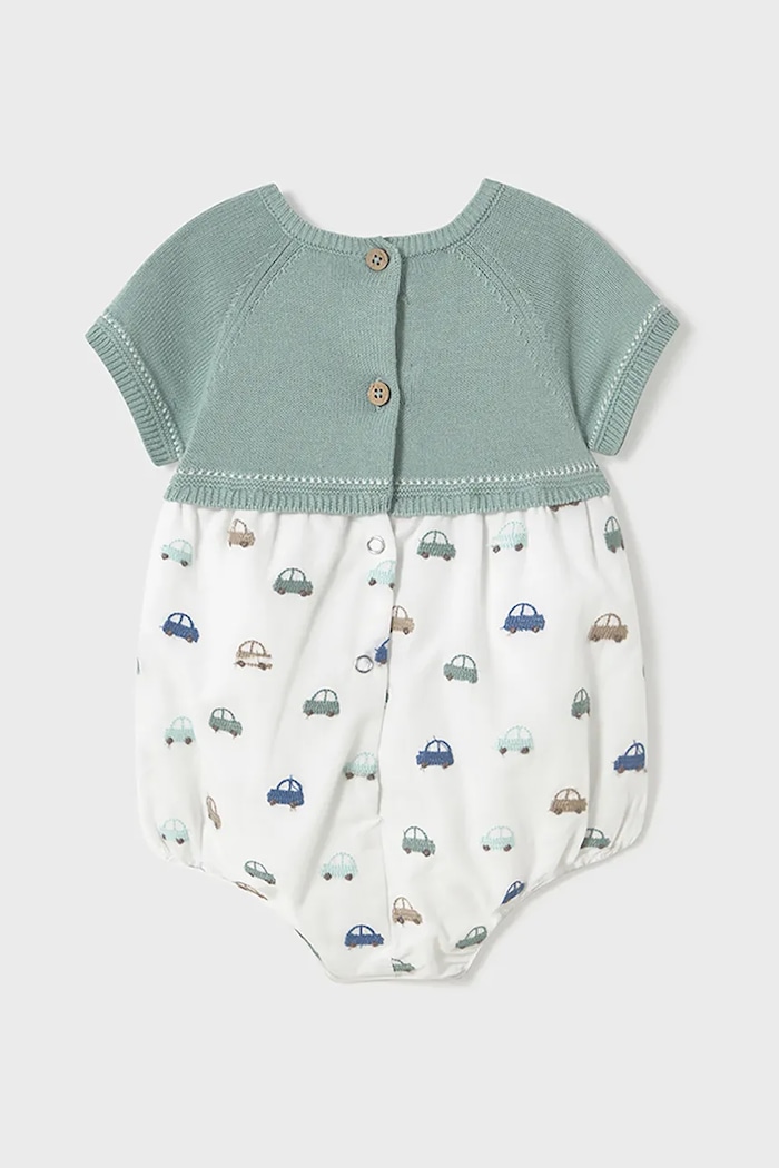 Mayoral Newborn rampers bawełniany niemowlęcy 1604.1E.Newborn.PPYH turkusowy SS25