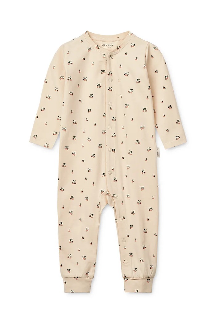 Бебешки памучни ританки Liewood Birk Printed Pyjamas Jumpsuit LW19856 бежов SS25