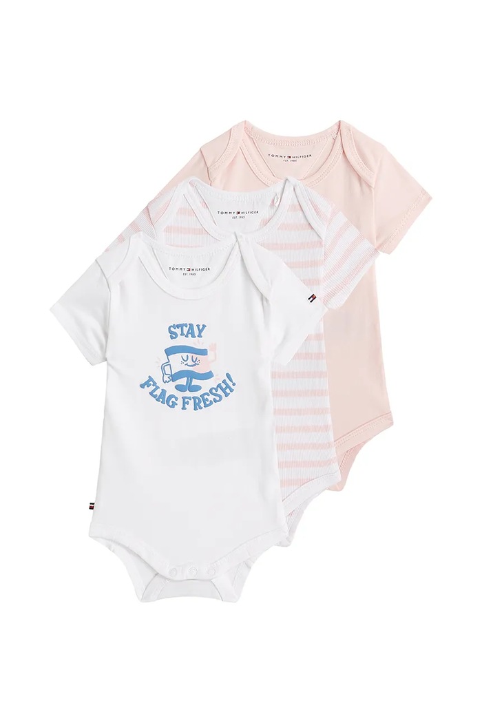Body pre bábätká Tommy Hilfiger 3-pak ružová KN0KN02048.PPYA