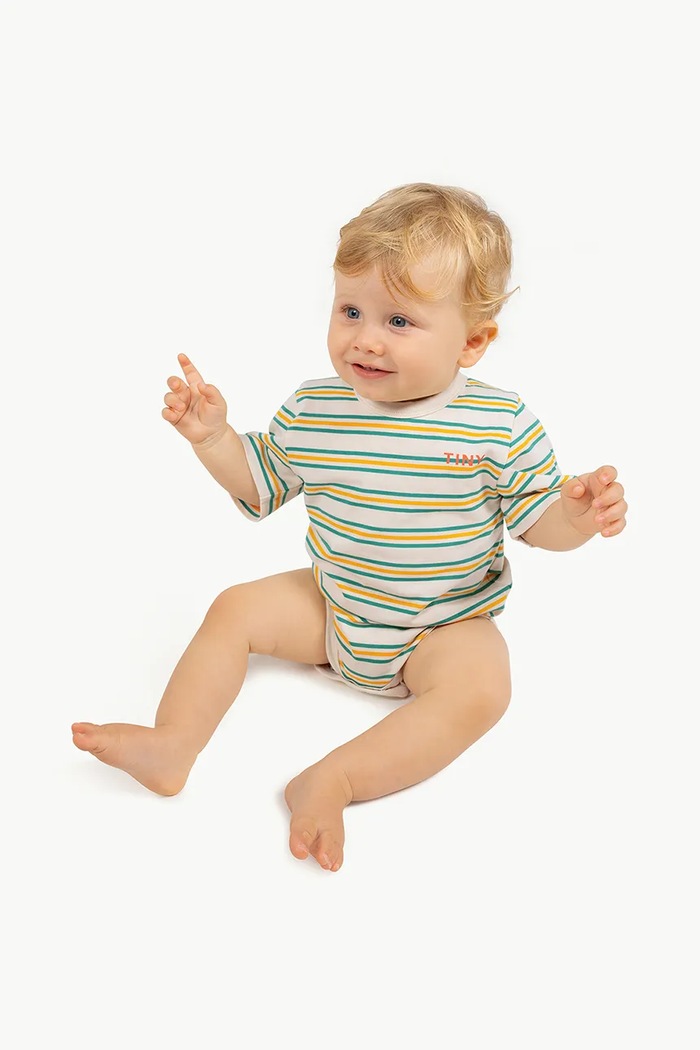 Tinycottons body din bumbac pentru bebelusi STRIPES MULTICOLOR BODY Produs pentru bebe bej SS25.124