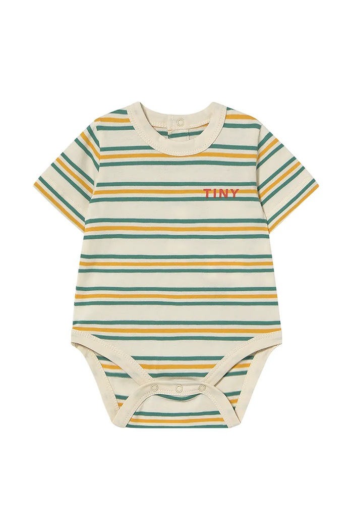 Tinycottons body din bumbac pentru bebelusi STRIPES MULTICOLOR BODY SS25.124 bej SS25