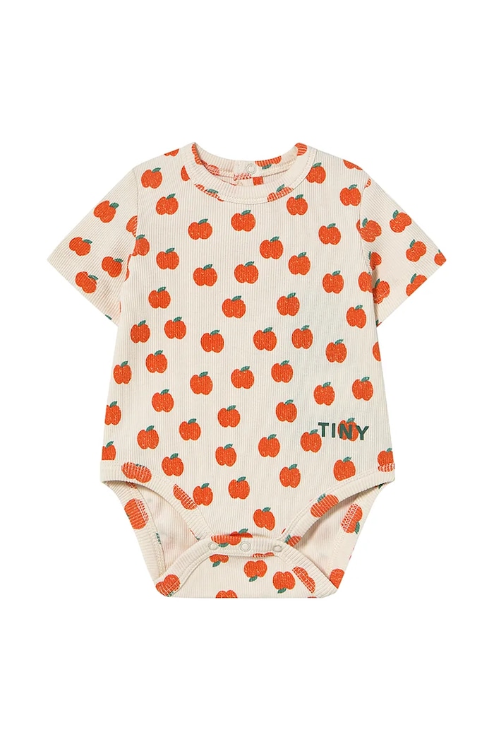 Tinycottons body niemowlęce APPLES RIB BODY SS25.347 beżowy SS25