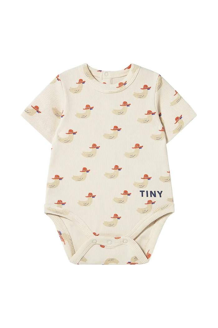 Tinycottons body bebe DUCKS RIB BODY Produs pentru bebe bej SS25.359