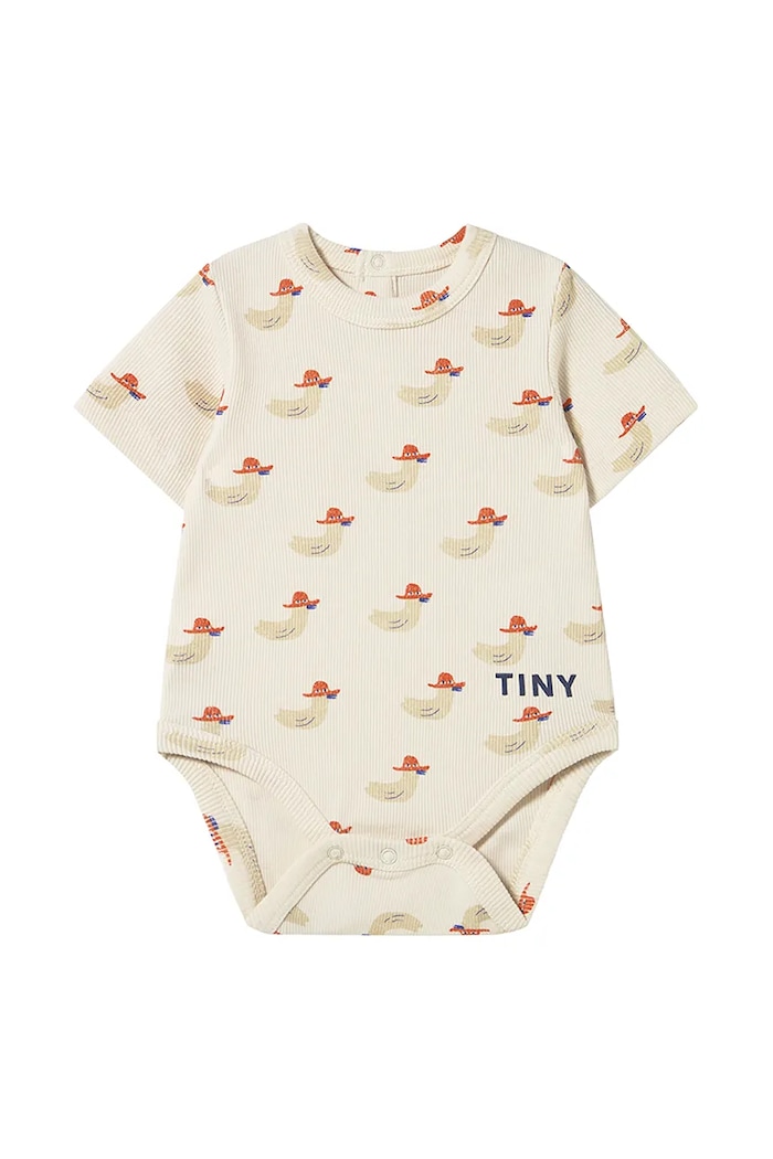 Tinycottons body bebe DUCKS RIB BODY Produs pentru bebe bej SS25.359