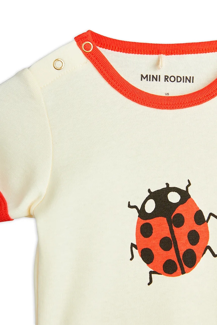 Chłopiec Mini Rodini body bawełniane niemowlęce Ladybugs 2524011311 beżowy