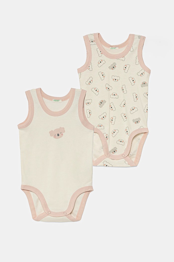Pamučni bodi za bebe United Colors of Benetton 2-pack Proizvod za bebe bež 3GI70B00Y.W.Seasonal
