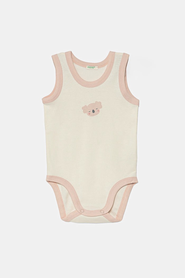 Pamučni bodi za bebe United Colors of Benetton 2-pack 3GI70B00Y.W.Seasonal bež SS25