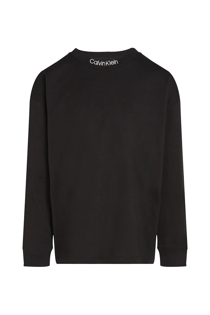 Calvin Klein Jeans longsleeve din bumbac pentru copii IB0IB02354.PPYA negru SS25