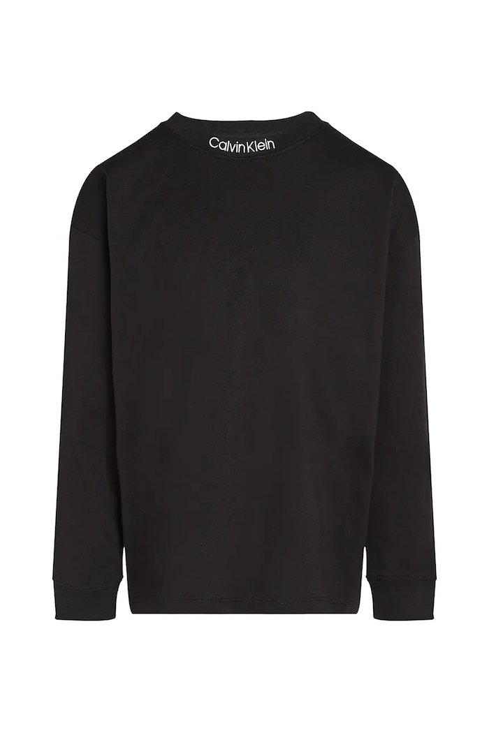 Calvin Klein Jeans longsleeve din bumbac pentru copii IB0IB02354.PPYA negru SS25