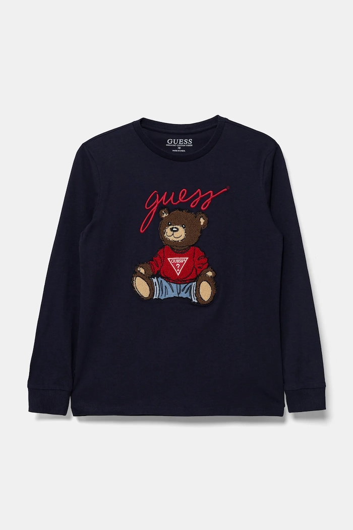 Guess longsleeve din bumbac pentru copii imprimeu bleumarin L5RI32.K8HM4.PPYA