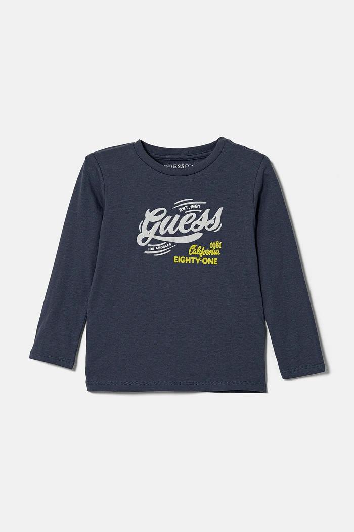 Guess longsleeve bawełniany dziecięcy nadruk granatowy N5RI17.K8HM4.PPYA