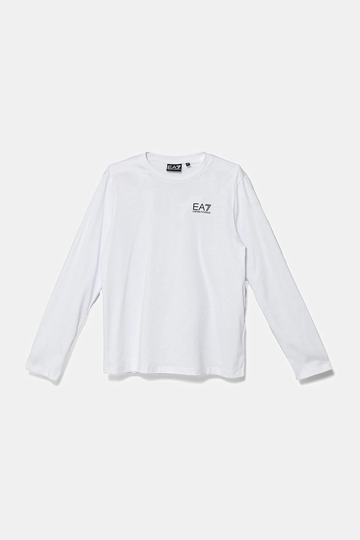 EA7 Emporio Armani longsleeve bawełniany dziecięcy nadruk biały 7B000021.AF10378