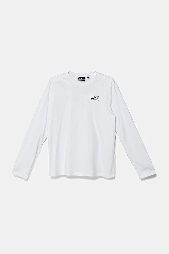EA7 Emporio Armani longsleeve bawełniany dziecięcy nadruk biały 7B000021.AF10378
