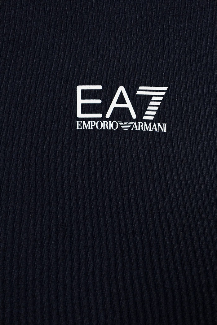 CHLAPEC Dětské bavlněné tričko s dlouhým rukávem EA7 Emporio Armani 7B000021.AF10378 námořnická modř