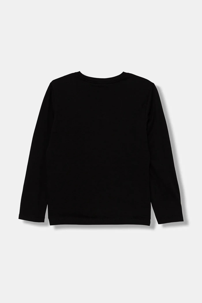 Otroška bombažna majica z dolgimi rokavi EA7 Emporio Armani 7B000021.AF10378 črna AW25