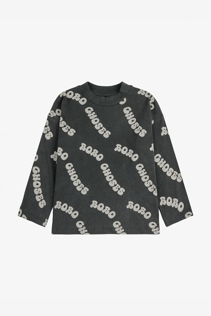 Bobo Choses longsleeve bawełniany dziecięcy Wavy 125AC002 czarny SS25