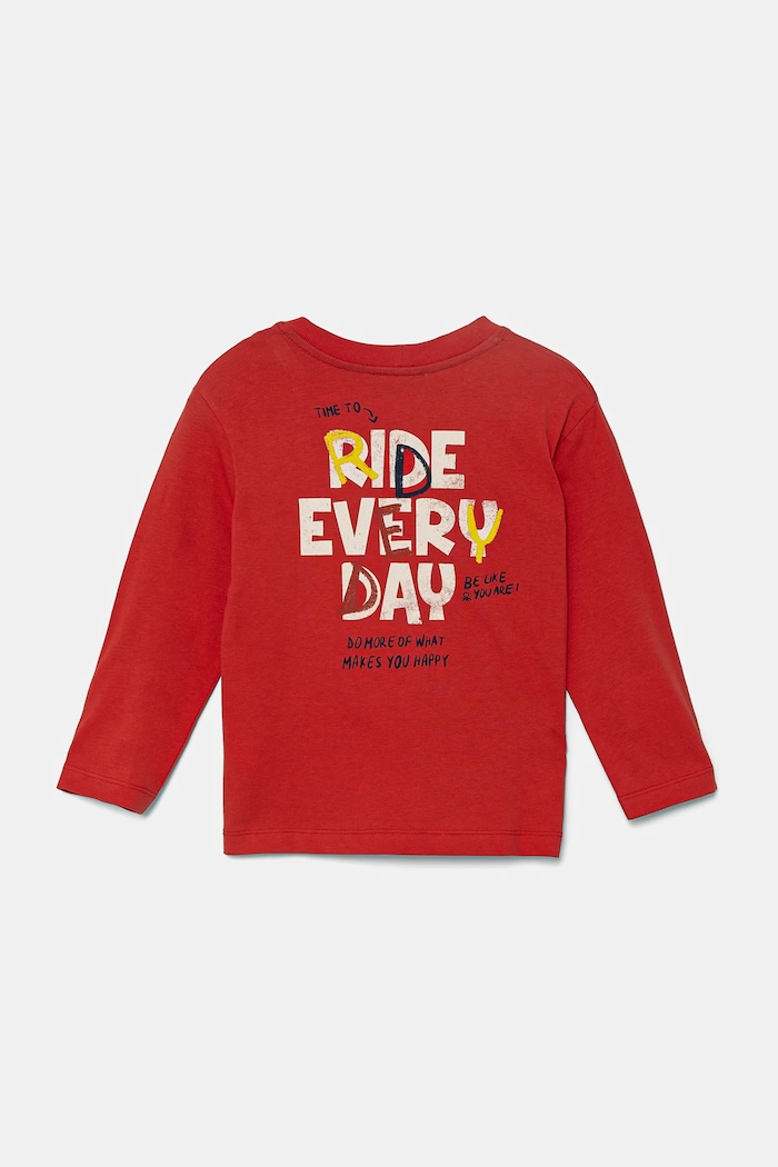 United Colors of Benetton longsleeve din bumbac pentru copii print rosu 35RYG10I6.P.Seasonal