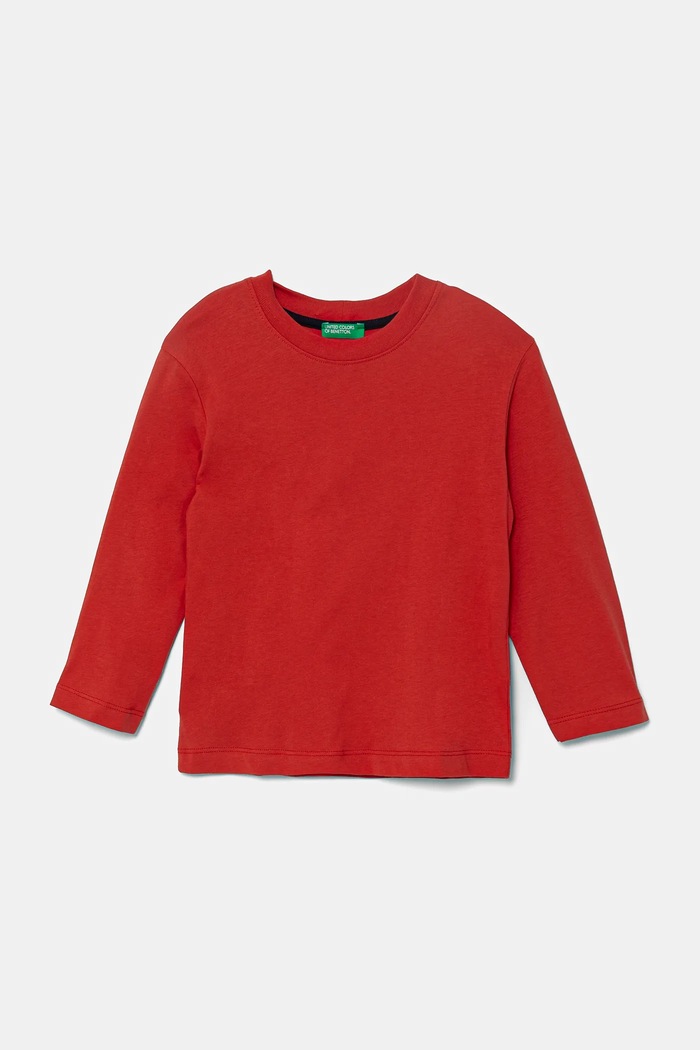 United Colors of Benetton longsleeve din bumbac pentru copii 35RYG10I6.P.Seasonal rosu SS25