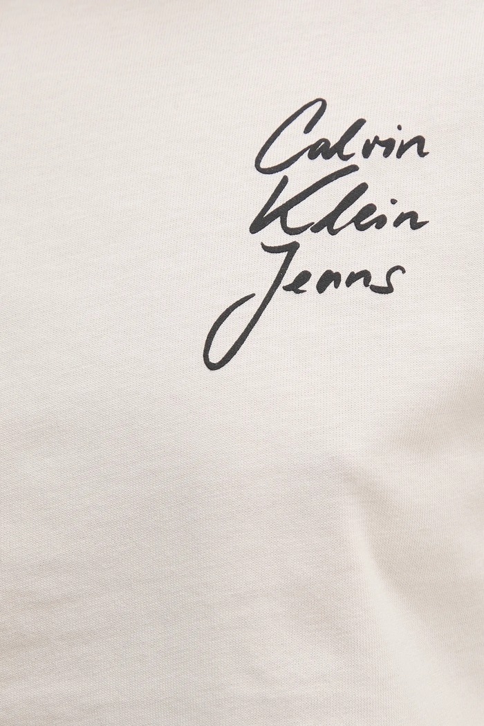 Bavlnené tričko s dlhým rukávom Calvin Klein Jeans J20J224991 béžová