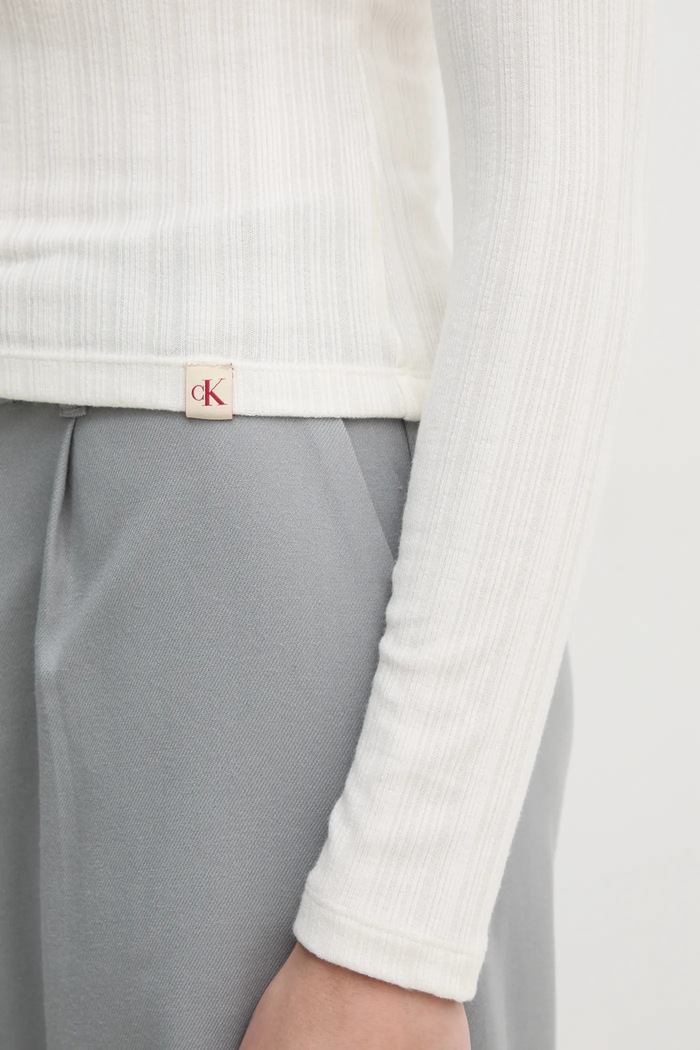 Tričko s dlouhým rukávem Calvin Klein Jeans béžová J20J224992
