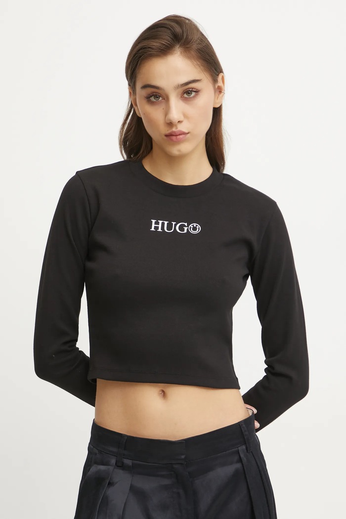 Tričko s dlouhým rukávem Hugo Blue černá 50537288