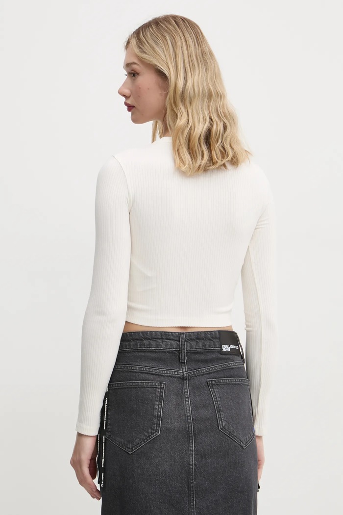 Oblečenie Tričko s dlhým rukávom Karl Lagerfeld Jeans A1W17037 béžová