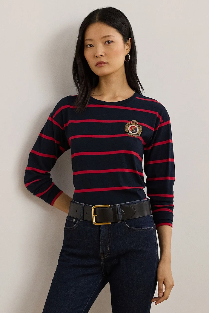 Lauren Ralph Lauren hosszú ujjú csíkos sötétkék 200957603