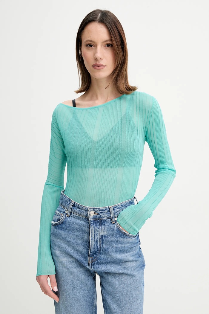 Pinko maglione a maglia fine turchese 104766.A1ND