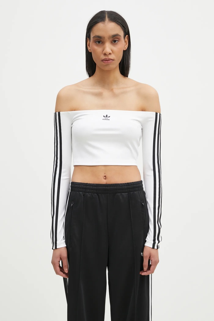 Majica dugih rukava adidas Originals Off Shoulder slim bijela JD0275