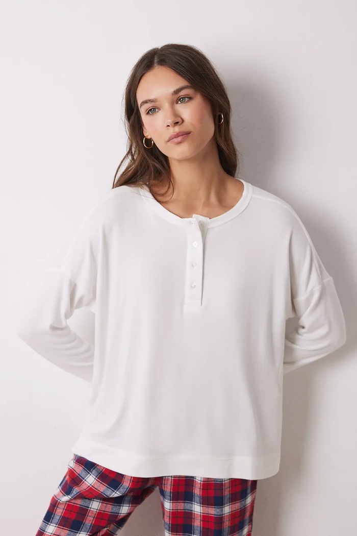 women'secret Longsleeve piżamowy MIX AND MATCH PERFECT MATCH beżowy 3278427