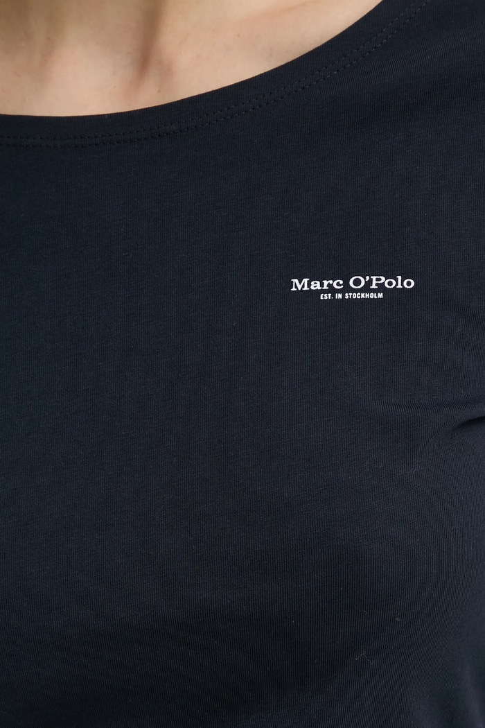 Bavlněné tričko s dlouhým rukávem Marc O'Polo 500218352007 námořnická modř