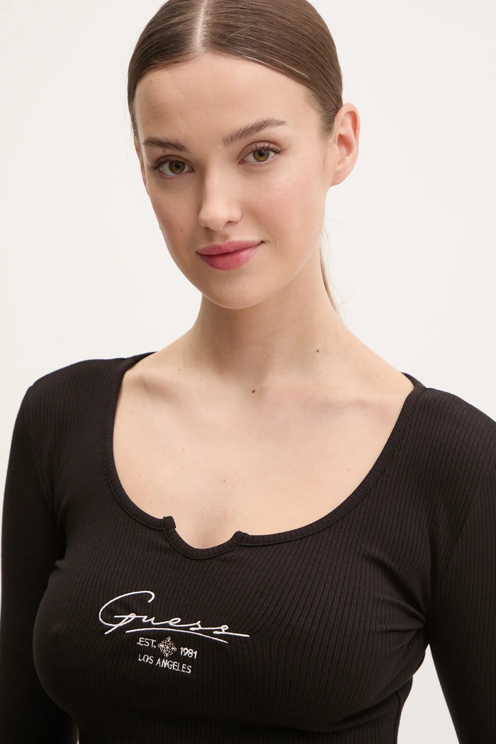 Блуза с дълги ръкави Guess SUZANNE черен V5RP01.KBCO2