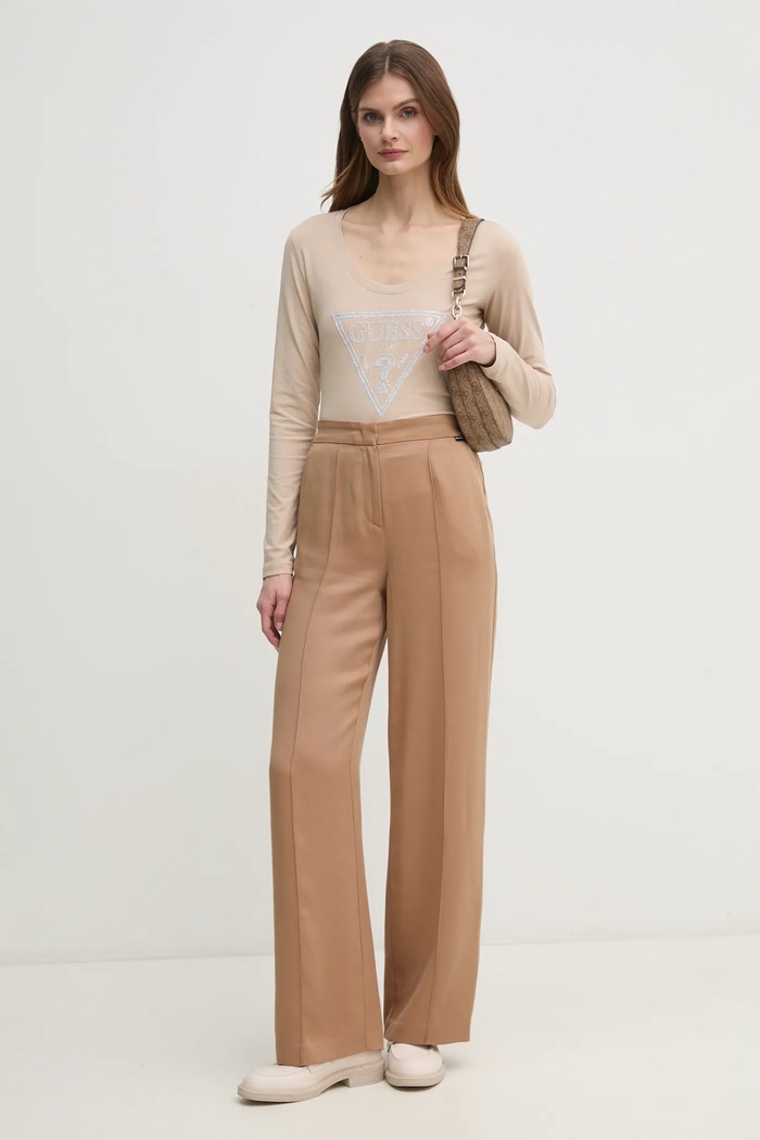 Tričko s dlouhým rukávem Guess W5RI65.J1314 béžová SS25
