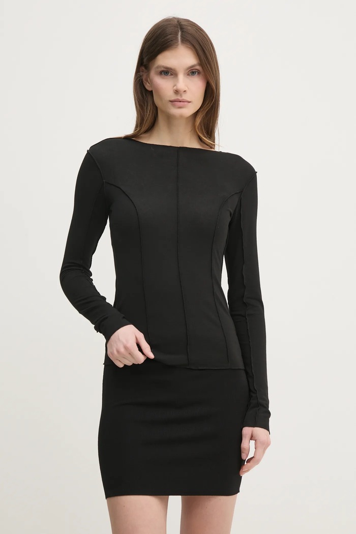 Sisley longsleeve z elastanem czarny 33FEL106W