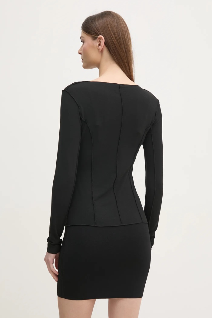 Odzież Sisley longsleeve 33FEL106W czarny