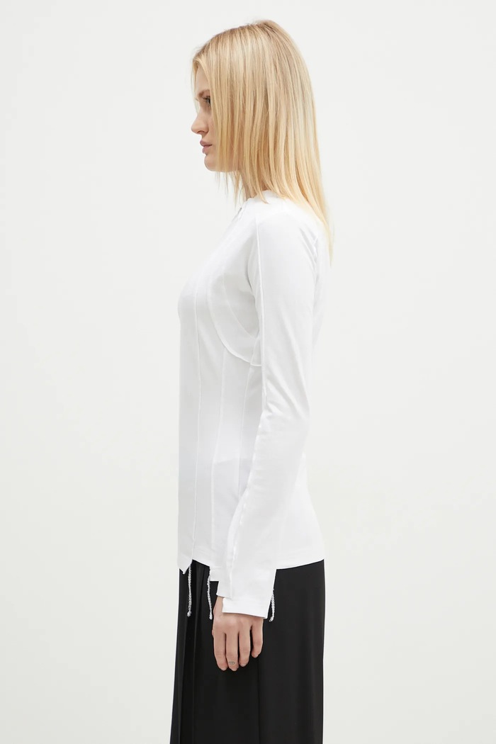VETEMENTS longsleeve shirt Oval Logo Cut-Up UA66LS600W white SS25