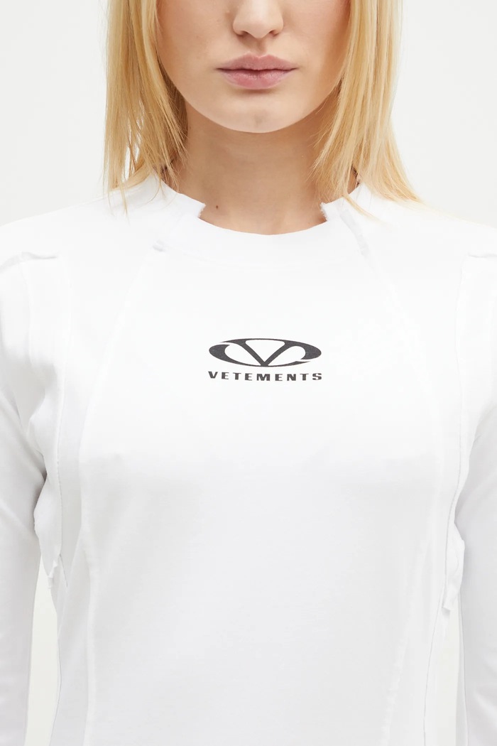 VETEMENTS longsleeve shirt Oval Logo Cut-Up white UA66LS600W