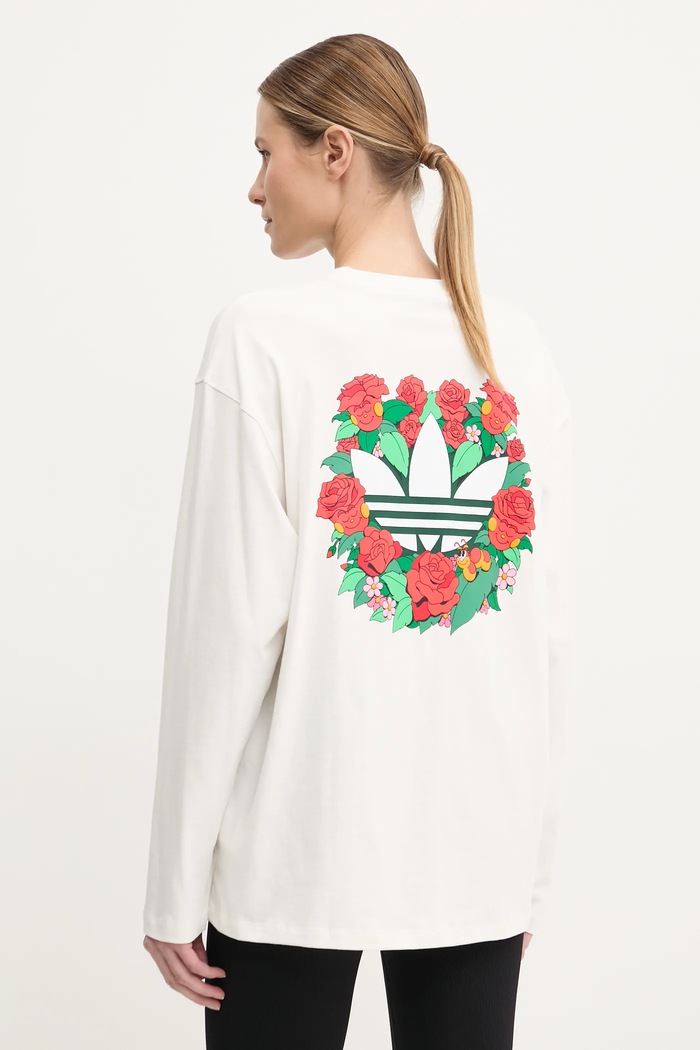 Oblečení Bavlněné tričko s dlouhým rukávem adidas Originals Nelson JC8338 béžová