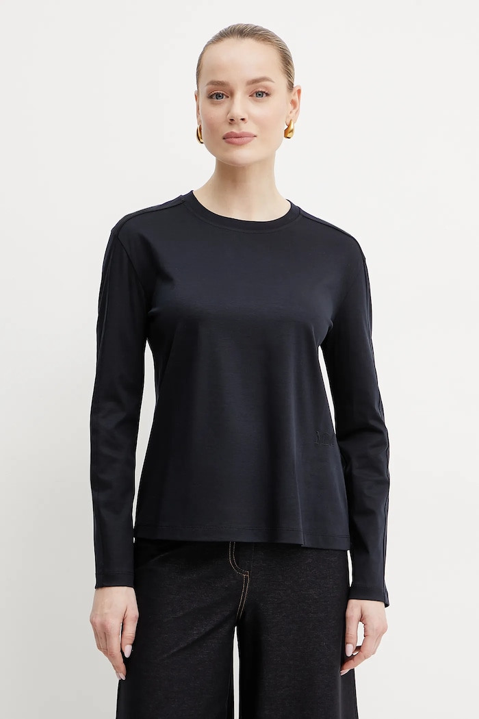 MM by Max Mara camicia a maniche lunghe semplice blu navy 2516941077600
