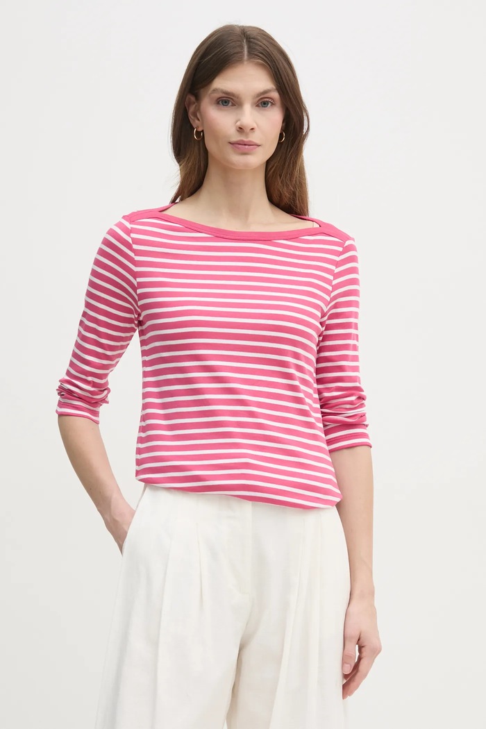 United Colors of Benetton longsleeve bawełniany wzorzyste różowy 30YSD109W